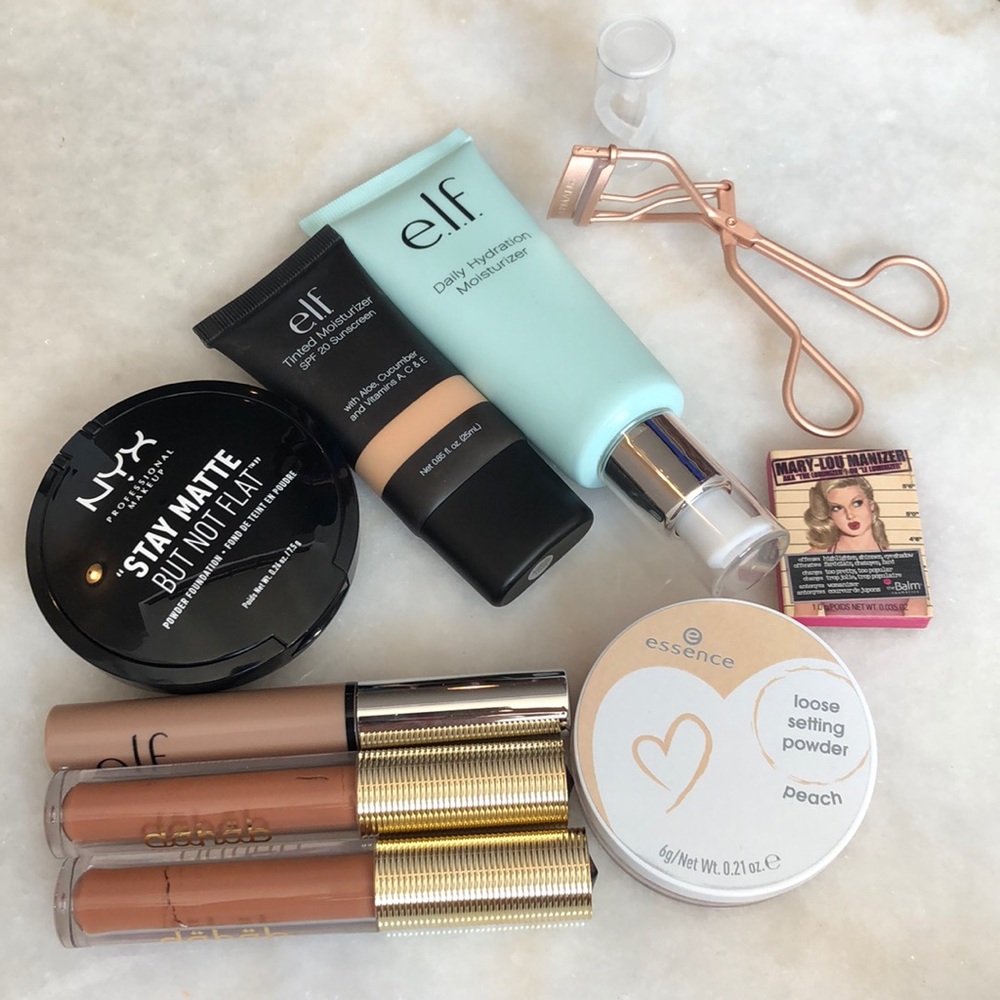 theBalm, e.l.f., NYX, essence, Tweezerman, Dahab